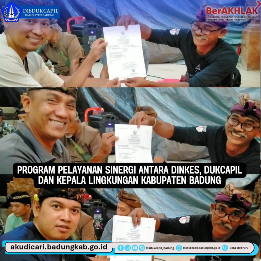 Rabu 18 pebruari, Program pelayanan sinergi antara Dinkes, Dukcapil, dan kepala lingkungan Kabupaten Badung