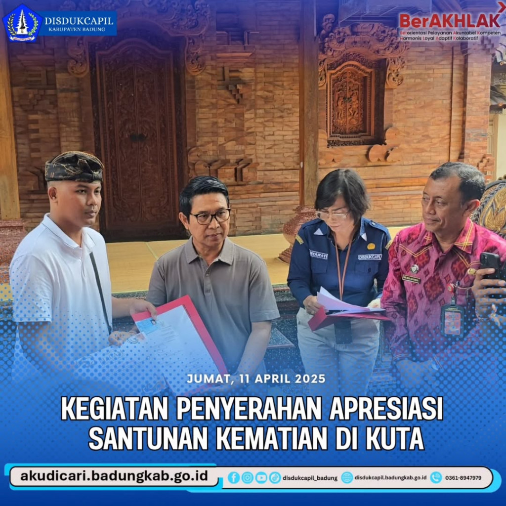 Jumat, tanggal 11 April 2025, Kegiatan Penyerahan Apresiasi Santunan Kematian di Kuta