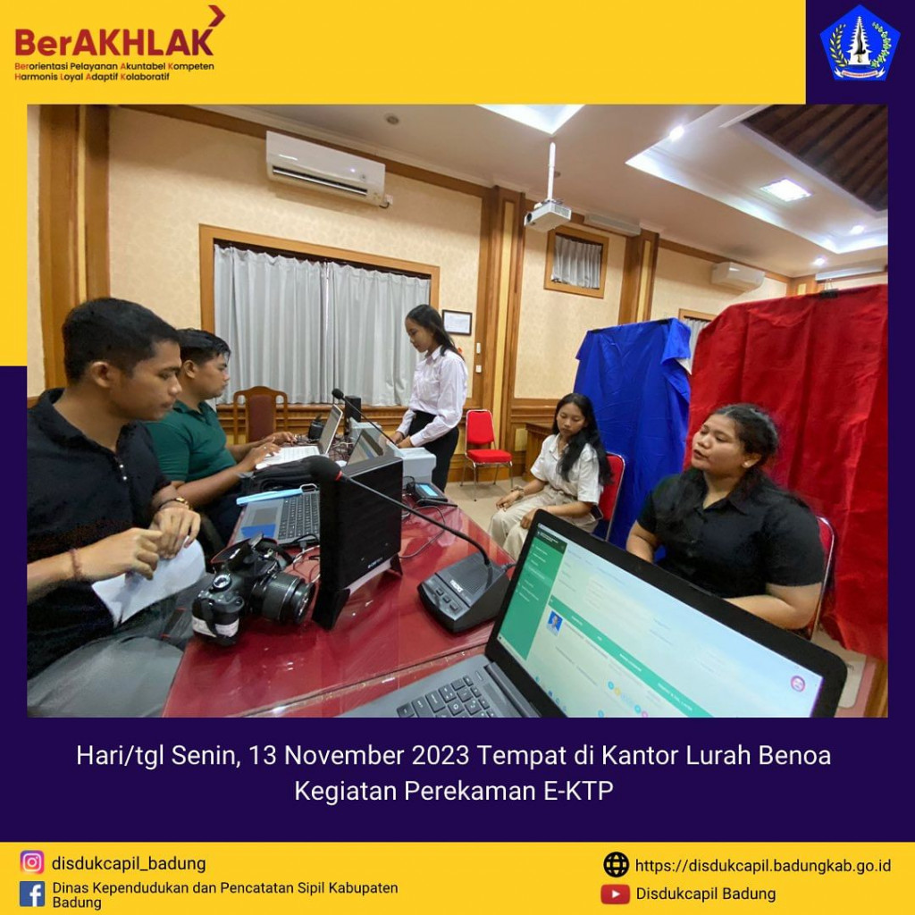 Tim Go Laying Adminduk Melaksanakan Jemput Bola Perekaman E-KTP di Kantor Lurah Benoa