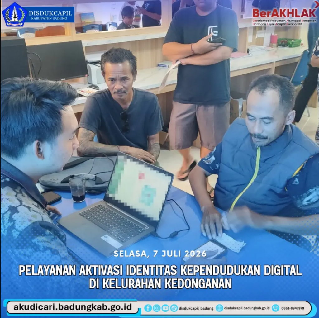 Pada hari Selasa, 7 Juli 2026, Pelayanan Aktivasi IKD di Kelurahan Kedonganan