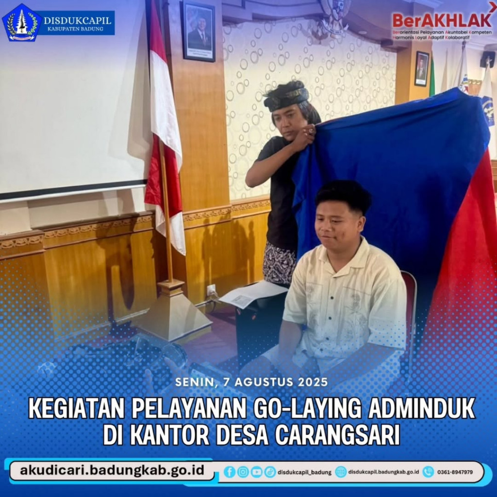 Pada hari Senin, tanggal 7 Agustus 2025, Kegiatan Pelayanan Go-Laying Adminduk di Kantor Desa Carangsari