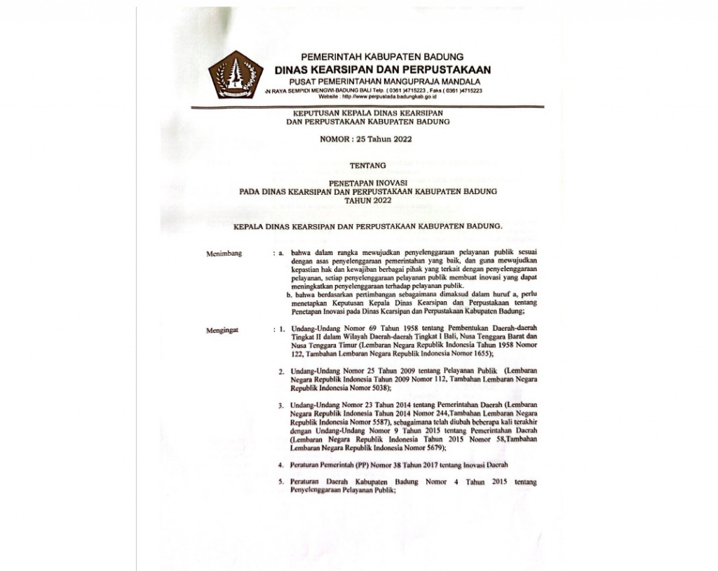 Penetapan inovasi tahun 2022