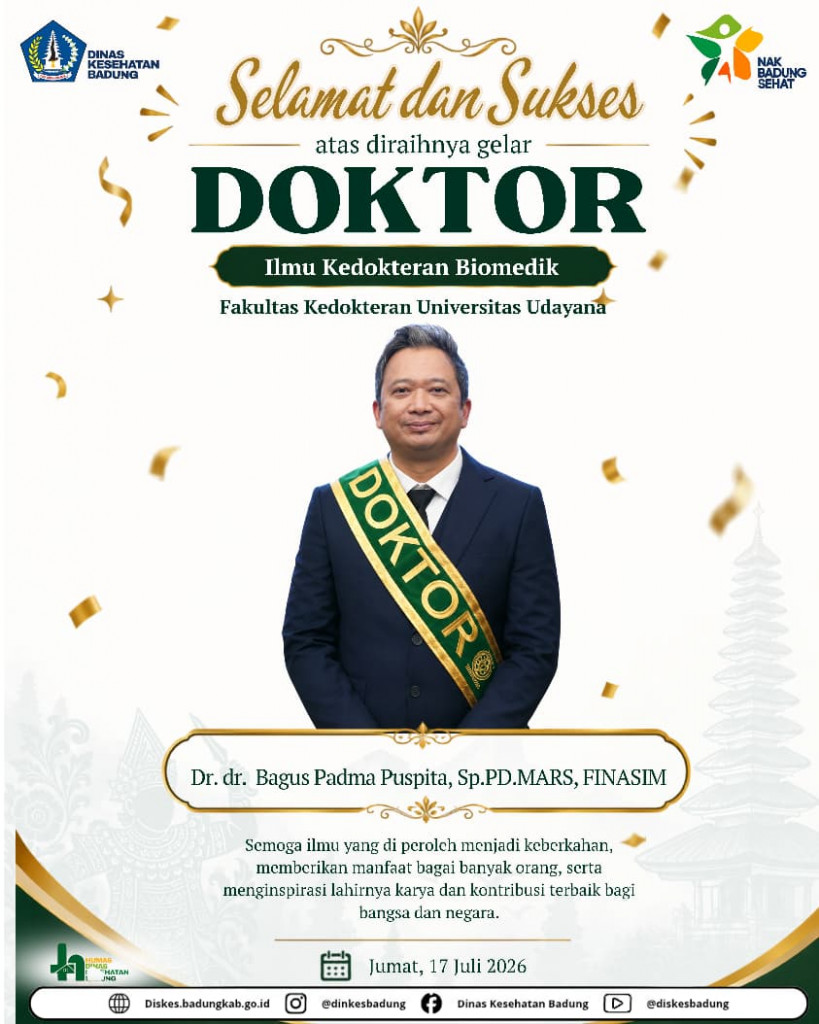 Kepala Dinas Kesehatan Kabupaten Badung Resmi Raih Gelar Doktor, Angkat Inovasi SIM-DINKES untuk Transformasi Digital Kesehatan