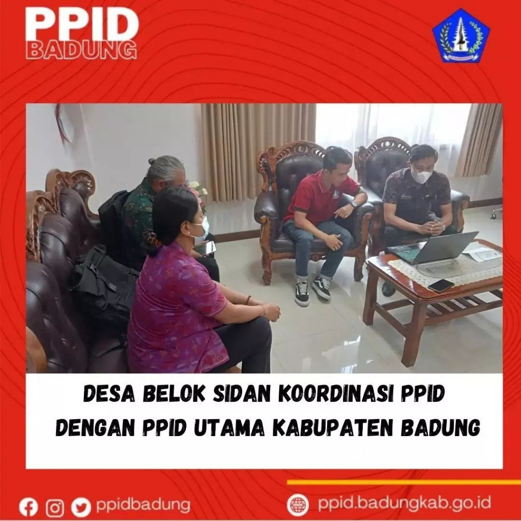 PPID Pembantu Desa Belok Sidan Kecamatan Petang berkoordinasi dengan PPID Utama Diskominfo Kabupaten Badung