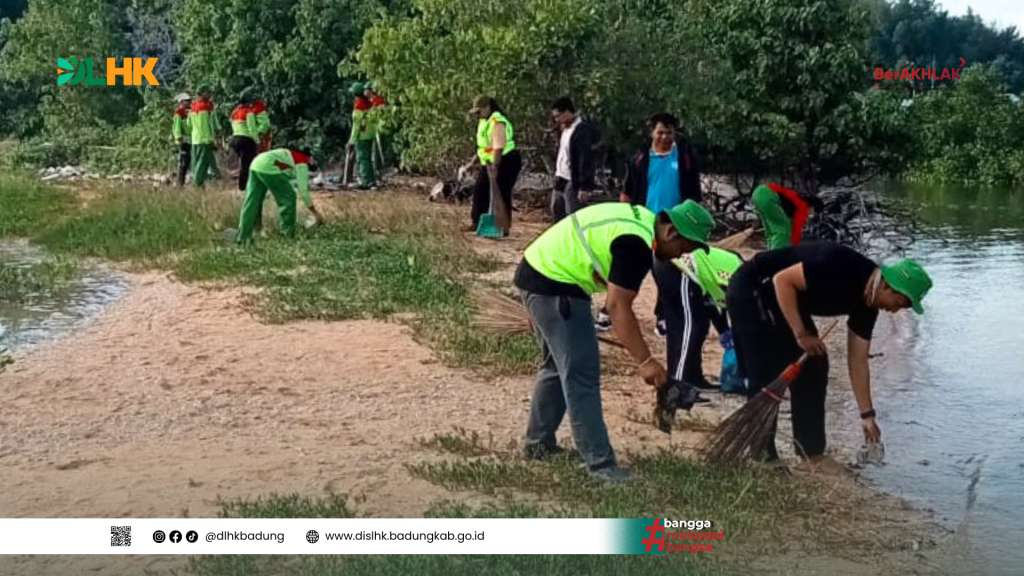 DLHK Badung Bersihkan Sampah Laut di Bibir Pantai Pudut Tanjung Benoa