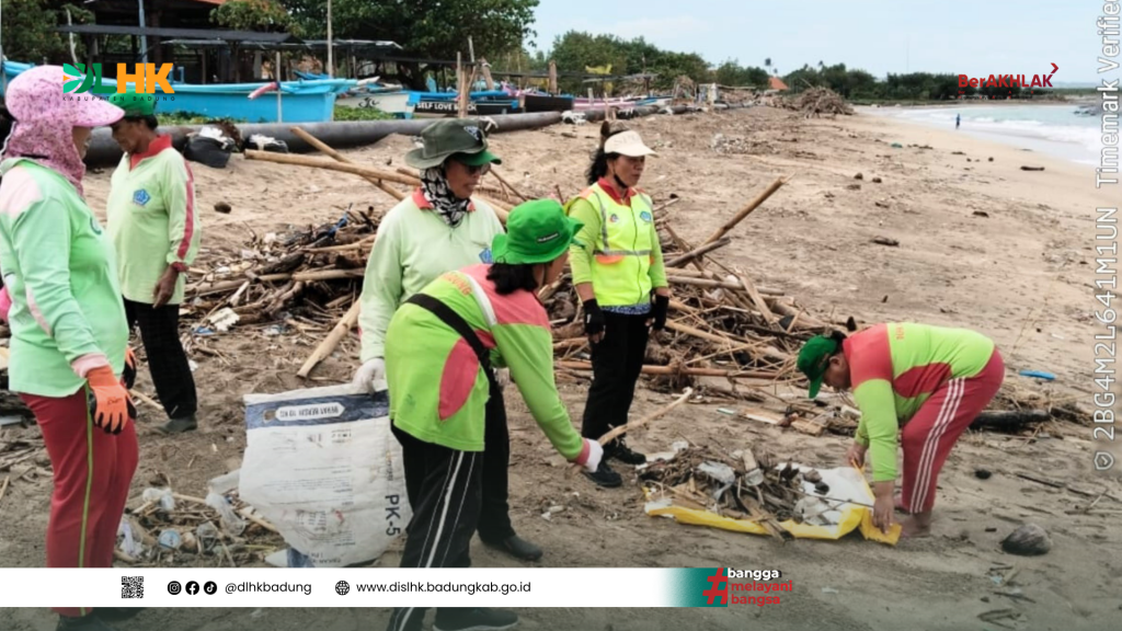 Tim Kebersihan DLHK Badung Laksanakan Pembersihan Sampah Kiriman di Pantai Jerman, Kayu dan Plastik Mendominasi