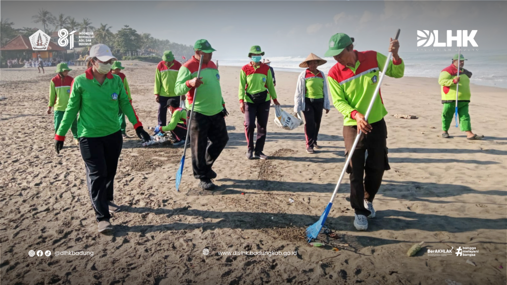DLHK Kabupaten Badung Laksanakan Kerja Bakti Pembersihan Sampah  di Pantai Petitenget