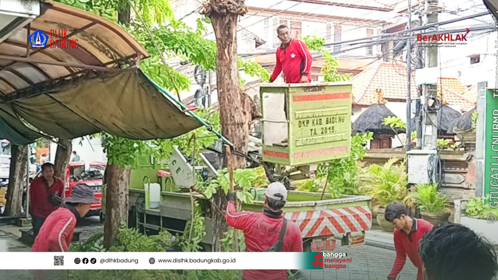 Respons Cepat Aduan Warga, DLHK Badung Lakukan Perompesan Pohon di Jalan Legian Kuta