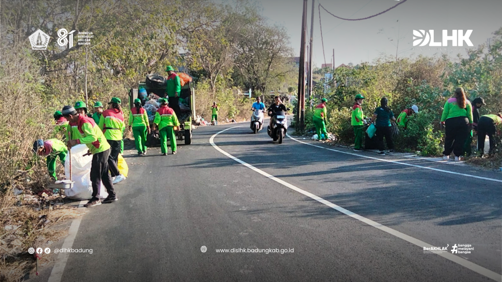 DLHK Badung Bersihkan Sampah Berserakan di Sepanjang Jalan  SD No. 3 Benoa,kuta selatan