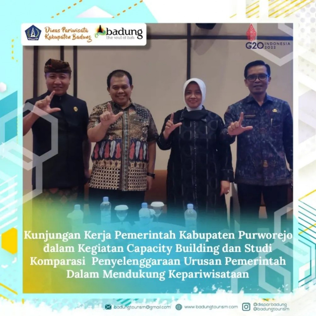 Kunjungan Kerja Pemerintah Kabupaten Purworejo  Dalam Kegiatan Capacity Building dan Study Komparasi  Penyelenggaraan Urusan Pemerintahan Dalam Mendukung Kepariwisataan