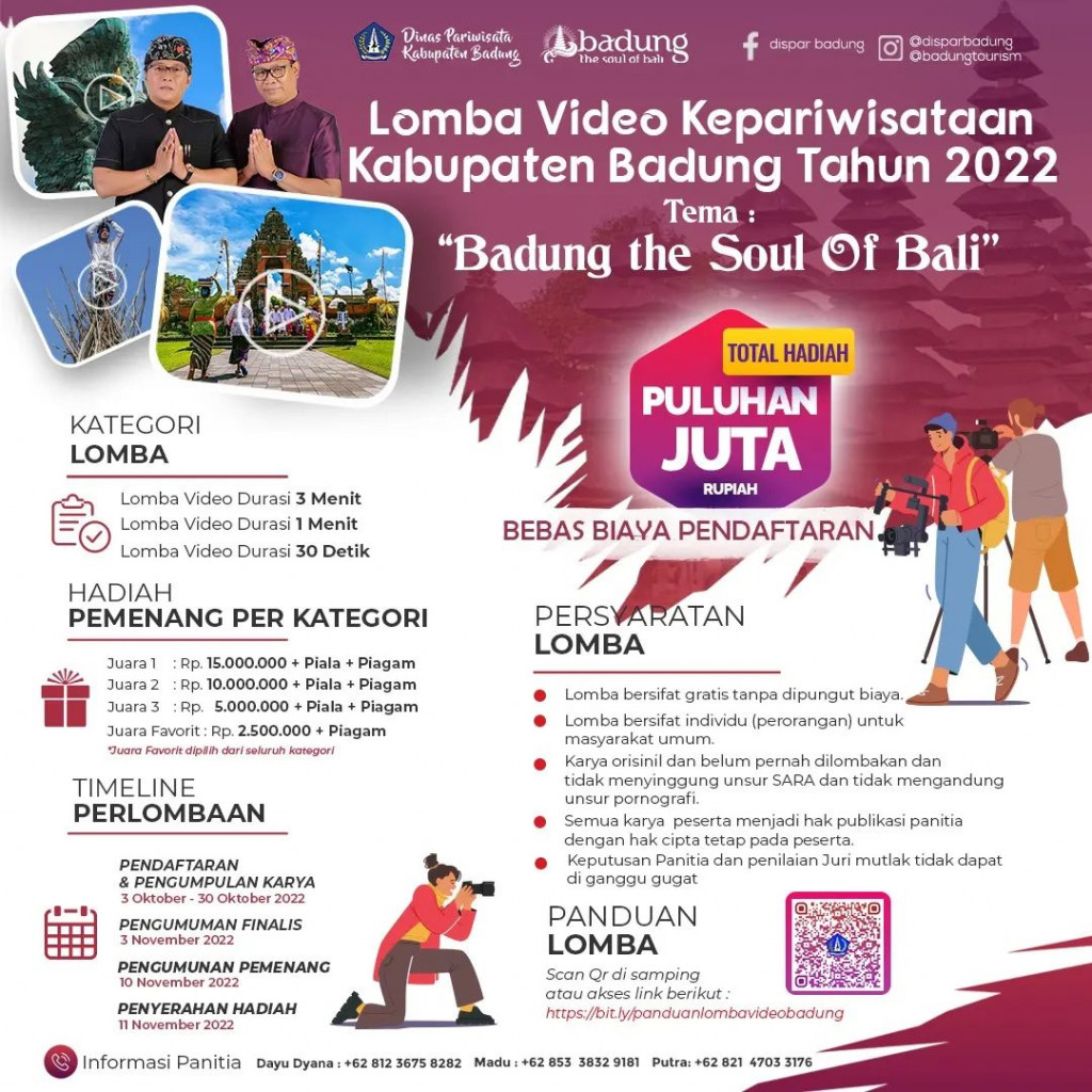 LOMBA VIDEO KEPARIWISATAAN KABUPATEN BADUNG TAHUN 2022. Tema  “BADUNG THE SOUL OF BALI”