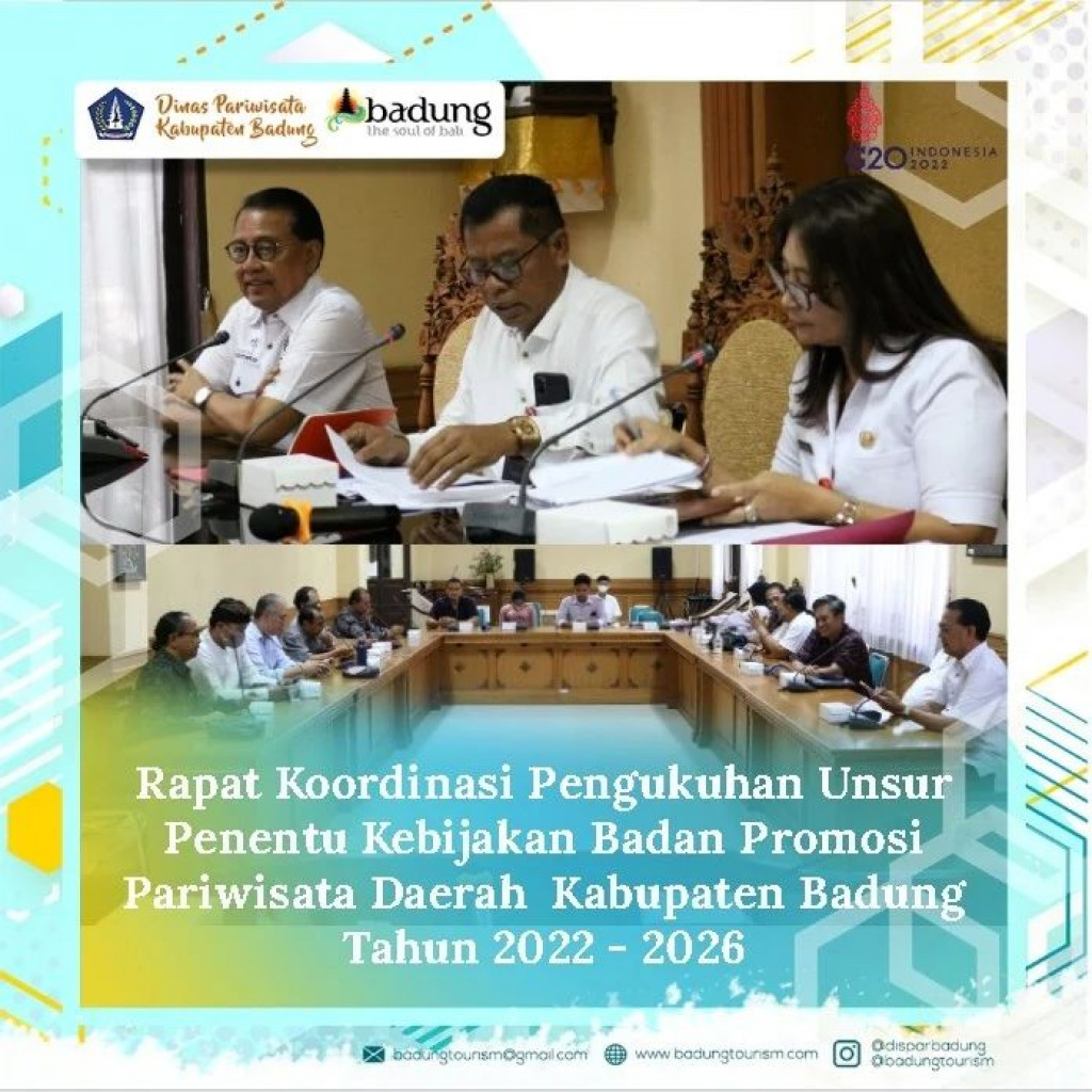 Rapat Koordinasi Dalam Rangka Pengukuhan Unsur Penentu Kebijakan Badan Promosi Pariwisata Daerah Kabupaten Badung Tahun 2022 - 2026