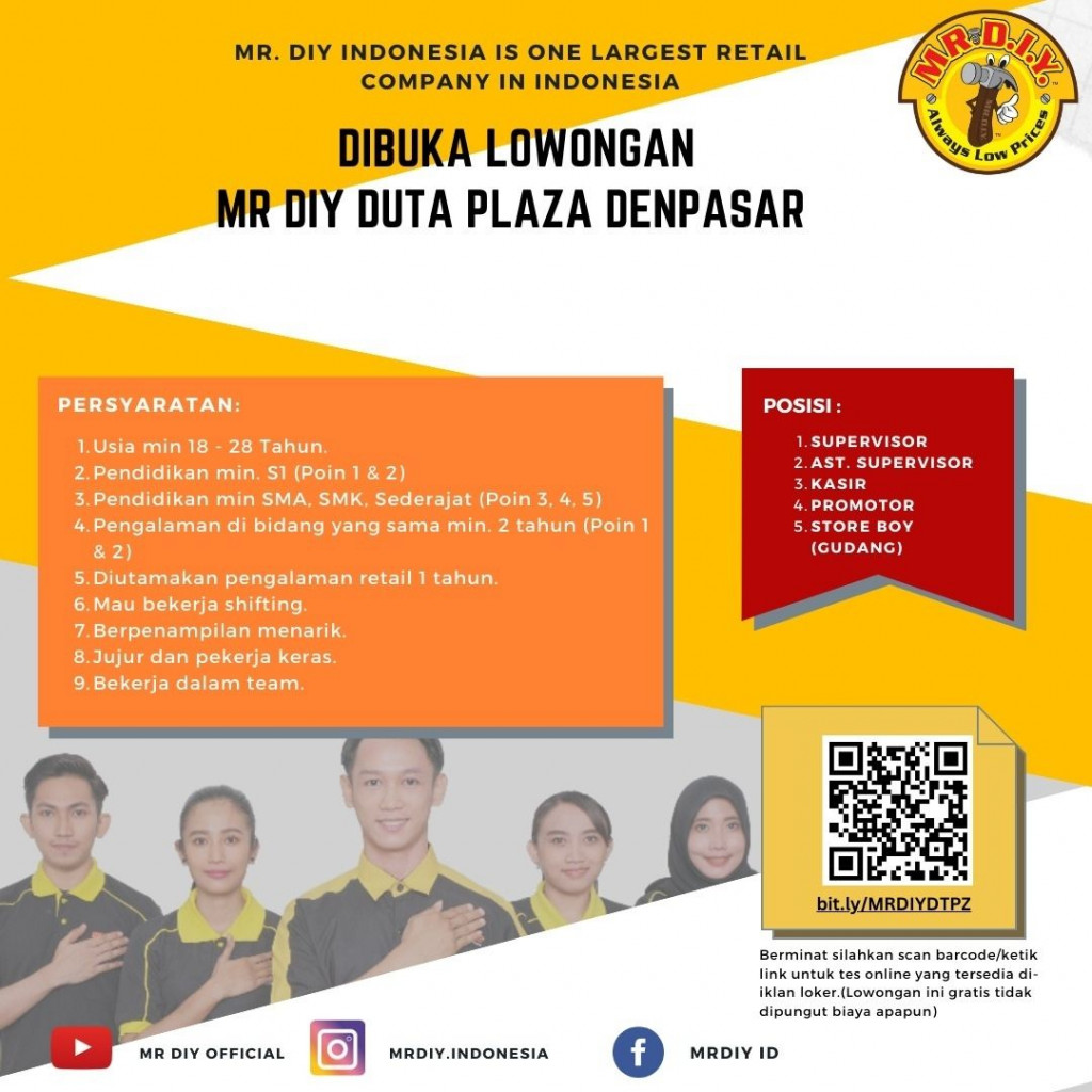 Lowongan kerja Mr. Diy Indonesia
