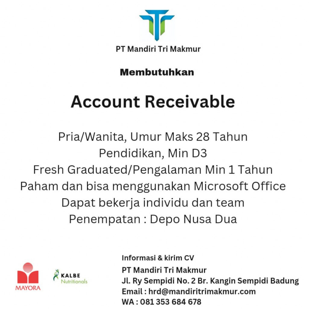 Lowongan kerja PT. Mandiri Tri Makmur