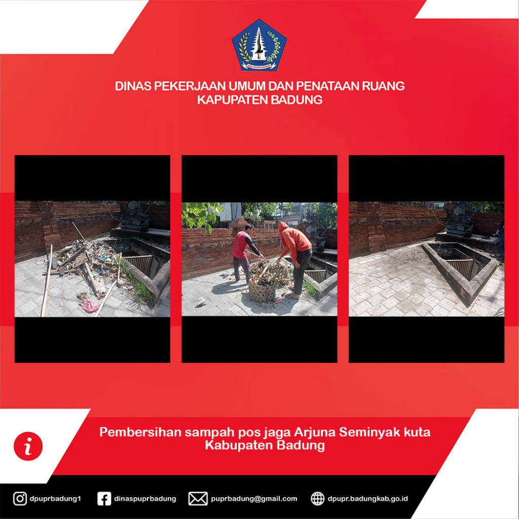 Pembersihan sampah pos jaga Arjuna Seminyak kuta Kabupaten Badung