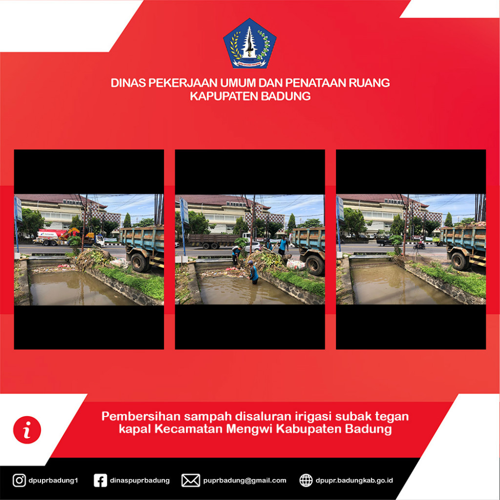 Pembersihan sampah disaluran irigasi subak tegan kapal Kecamatan Mengwi Kabupaten Badung