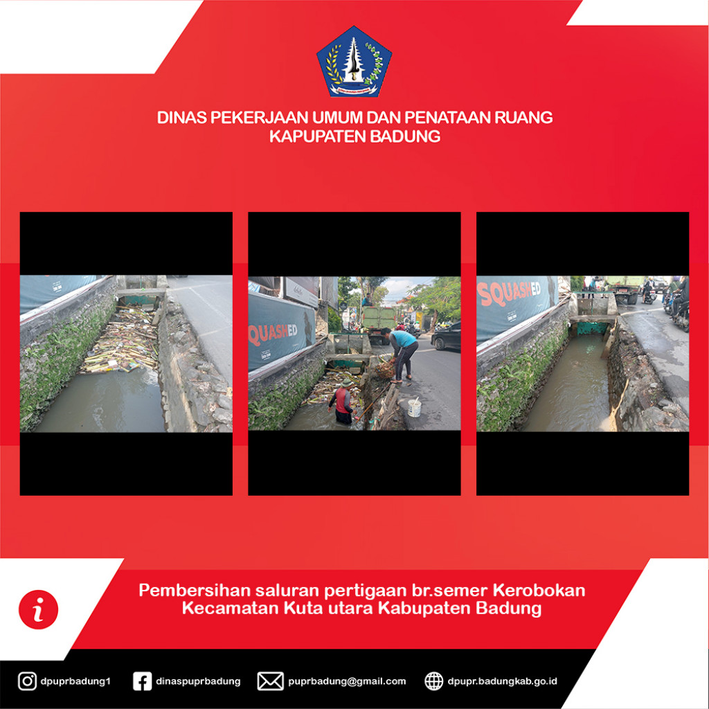Pembersihan saluran pertigaan br.semer Kerobokan Kecamatan Kuta utara Kabupaten Badung