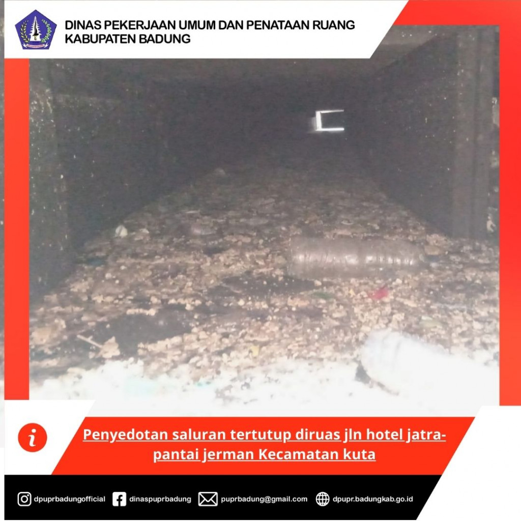 Penyedotan saluran tertutup diruas jln hotel jatra-pantai jerman Kecamatan kuta