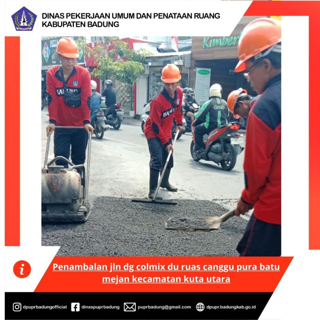 Penambalan jalan dg colmix du ruas canggu pura batu mejan kecamatan kuta utara