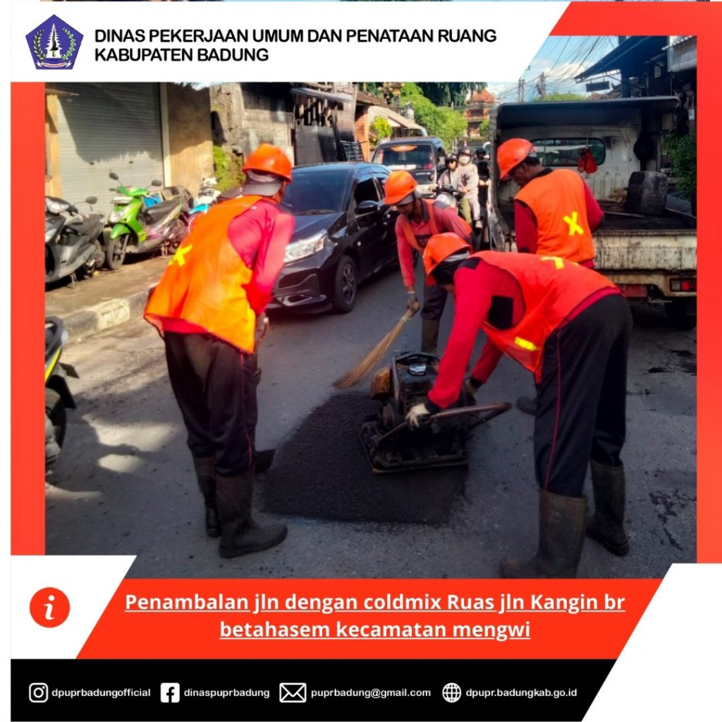 Penambalan jln dengan coldmix Ruas jalan Kangin br betahasem kecamatan mengwi