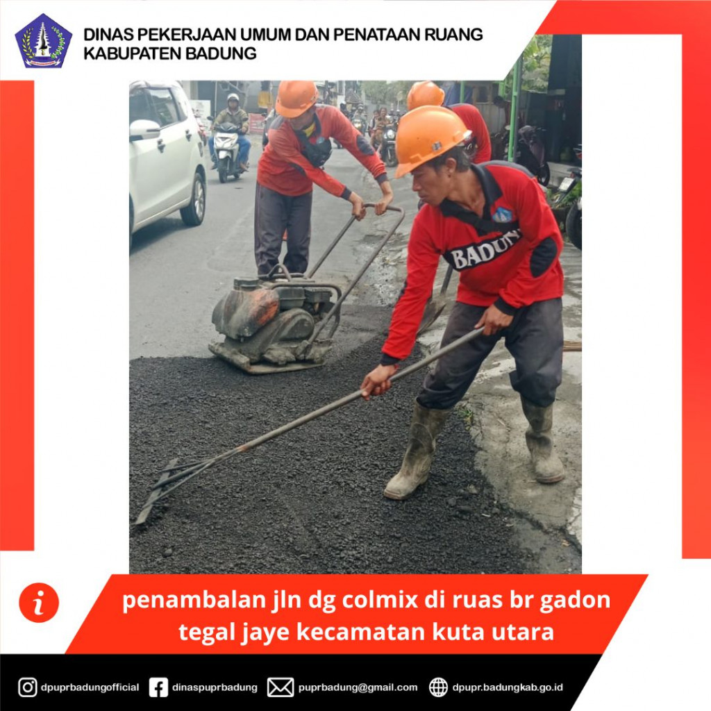 penambalan jln dg colmix di ruas br gadon tegal jaye kecamatan kuta utara