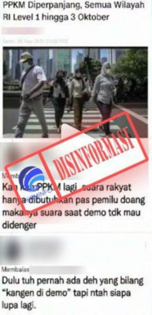 [DISINFORMASI] Pemerintah Sengaja Merekayasa Status PPKM untuk Meredam Massa Demonstrasi Kenaikan Harga BBM