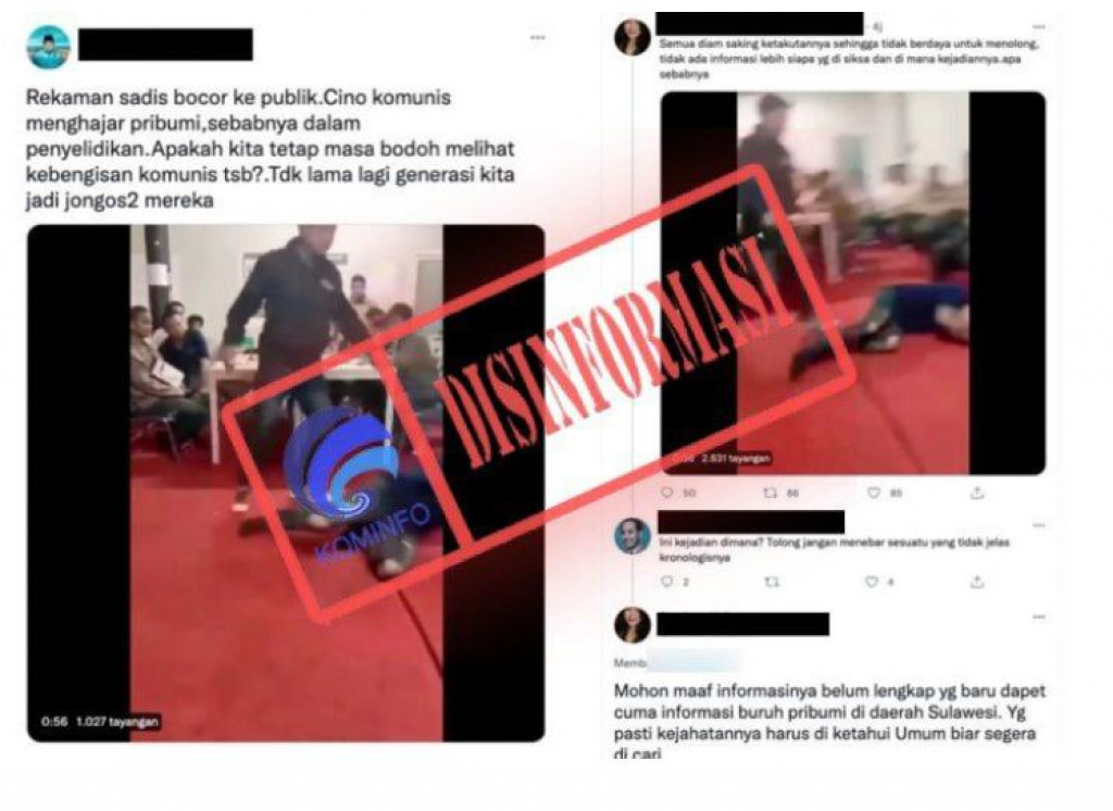 [DISINFORMASI] Seorang Buruh di Sulawesi Ditendang Warga Cina