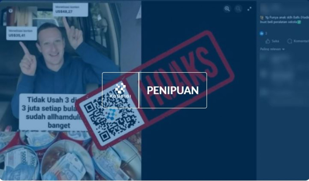 [HOAKS] Mark Zuckerberg Bagikan Bantuan Rp3 Juta di Facebook