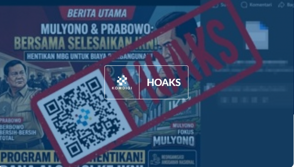 [HOAKS] Jokowi Perintahkan Presiden Prabowo Hentikan MBG untuk Fokus ke IKN