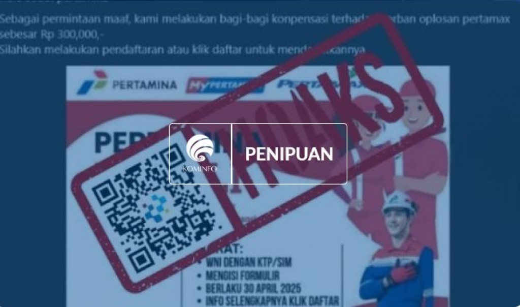 [HOAKS] Tautan Kompensasi Pertamax Oplosan Rp300.000 dari Pertamina