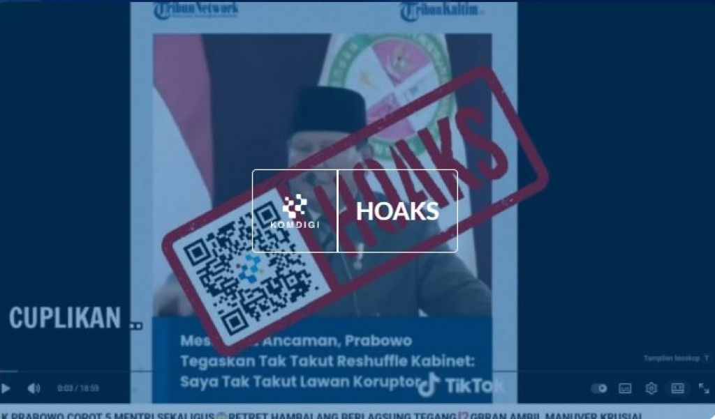 [HOAKS] Presiden Prabowo Copot Sejumlah Menteri saat Retret di Hambalang