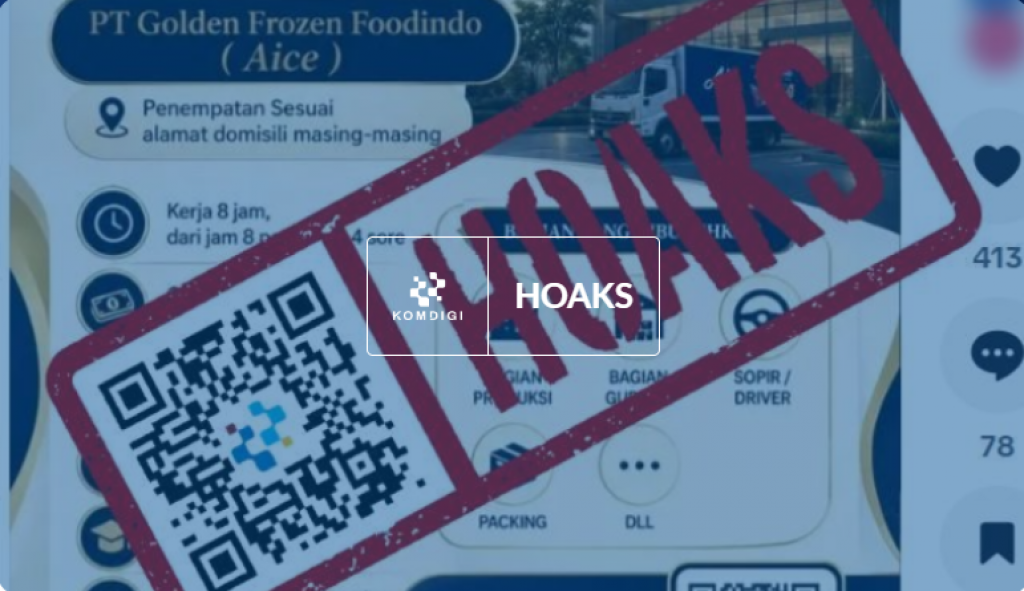 [HOAKS] Tautan Pendaftaran Lowongan Kerja Aice