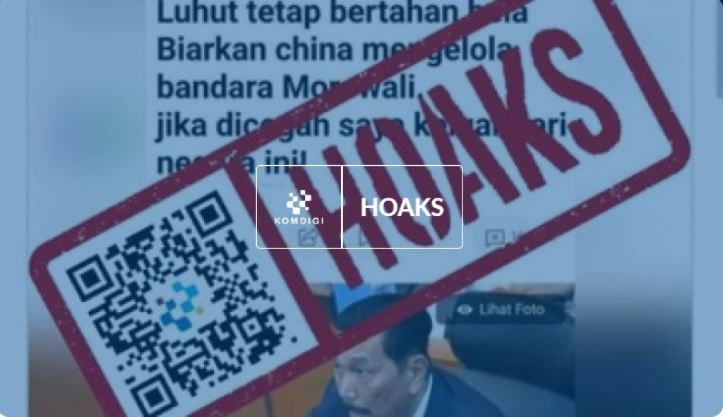 [HOAKS] Pernyataan Luhut Biarkan Cina Mengelola Bandara Morowali