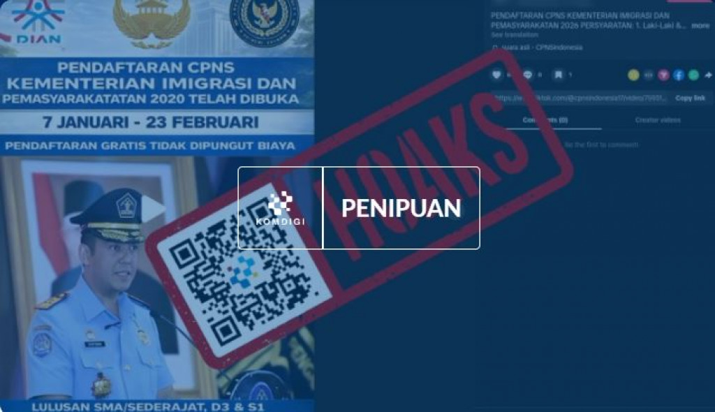 [HOAKS] Tautan untuk Pendaftaran CPNS Kementerian Imigrasi dan Pemasyarakatan Tahun 2026