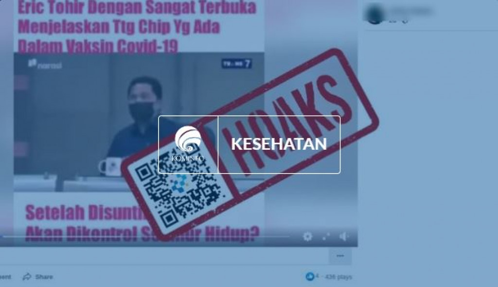 [HOAKS] Erick Thohir Sebut Vaksin Covid-19 Dipasangi Chip