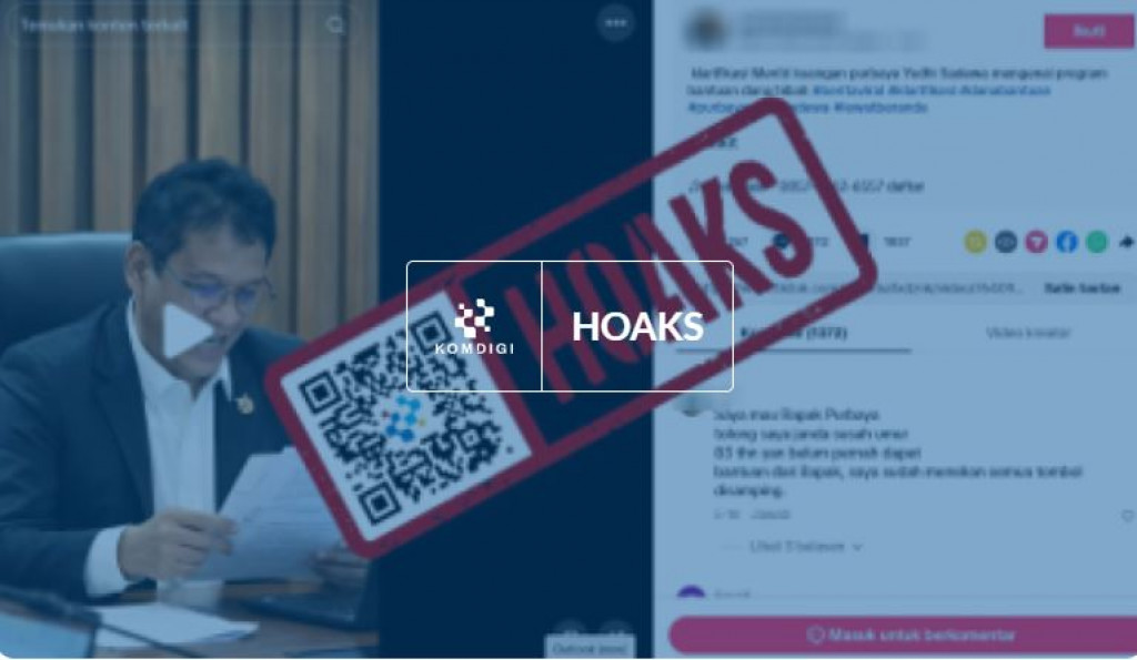[HOAKS] Purbaya Beri Bantuan 100 Orang Tercepat Lewat Video