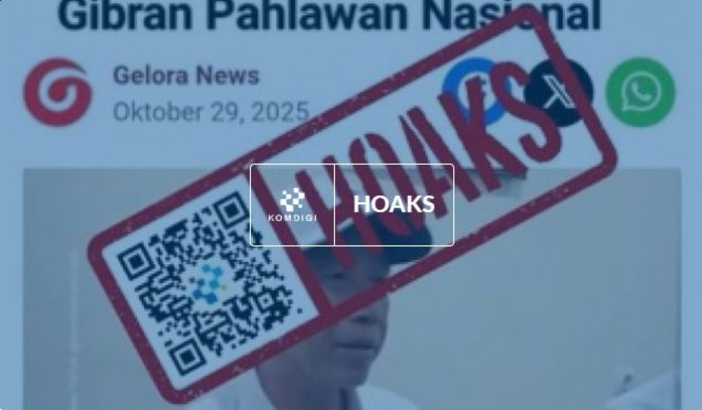 [HOAKS] Artikel Beritakan Jokowi Setuju Gibran Jadi Pahlawan Nasional