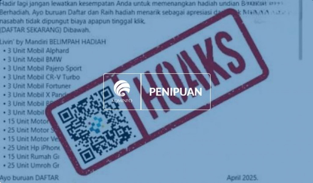 [HOAKS] Tautan Pendaftaran Festival Berhadiah dari Bank Mandiri
