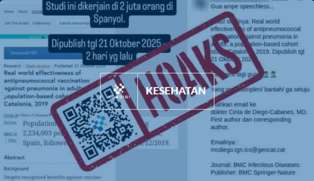 [HOAKS] Vaksin PCV Meningkatkan Risiko Penularan Pneumonia dan Kematian