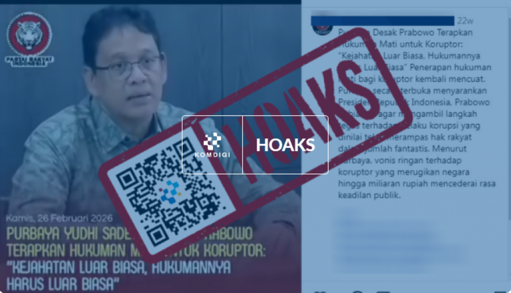 [HOAKS] Video Menkeu Purbaya Minta Koruptor Dihukum Mati