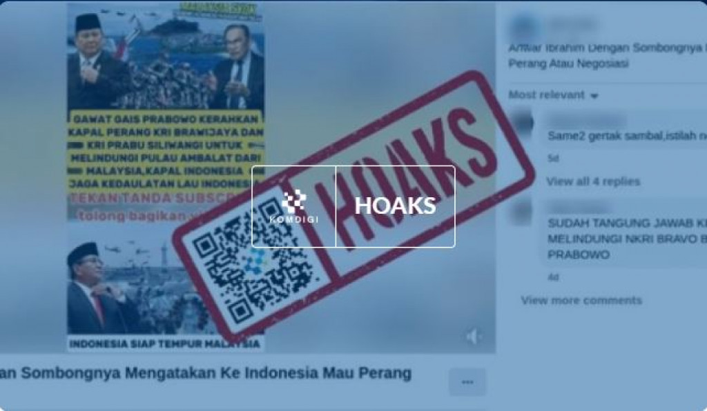 [HOAKS] Presiden Prabowo Kerahkan Kapal Perang untuk Melindungi Ambalat dari Malaysia