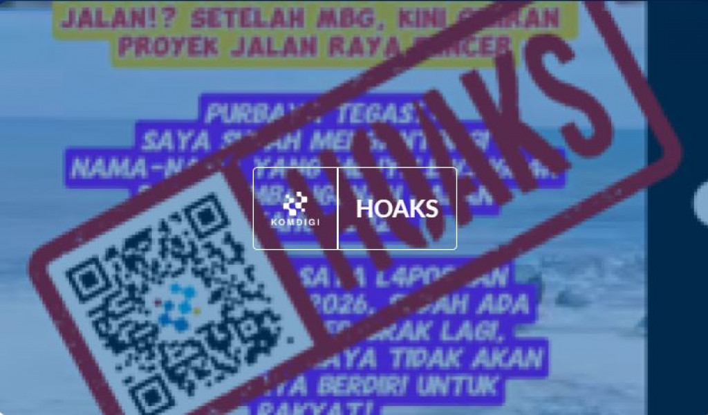 [HOAKS] Menkeu Purbaya Audit Dana Pembangunan Jalan Raya