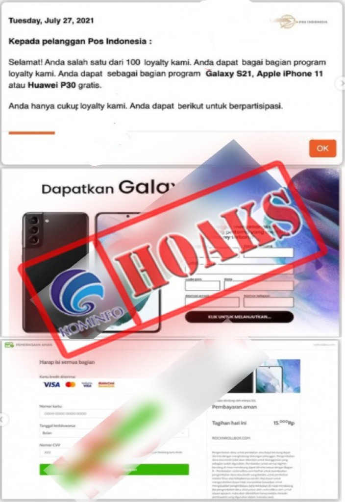 [HOAKS] Pembagian Hadiah Smartphone Mengatasnamakan PT Pos Indonesia