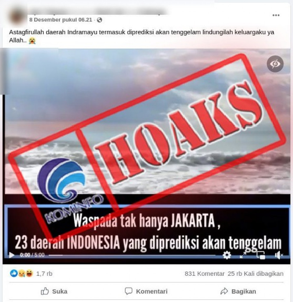 [HOAKS] 23 Daerah di Indonesia Diprediksi akan Tenggelam
