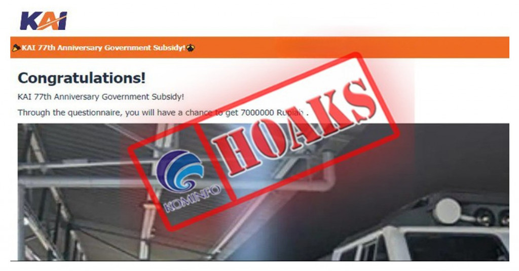 [HOAKS] KAI Bagikan Subsidi Rp7 Juta untuk Peringati Ulang Tahun ke-77