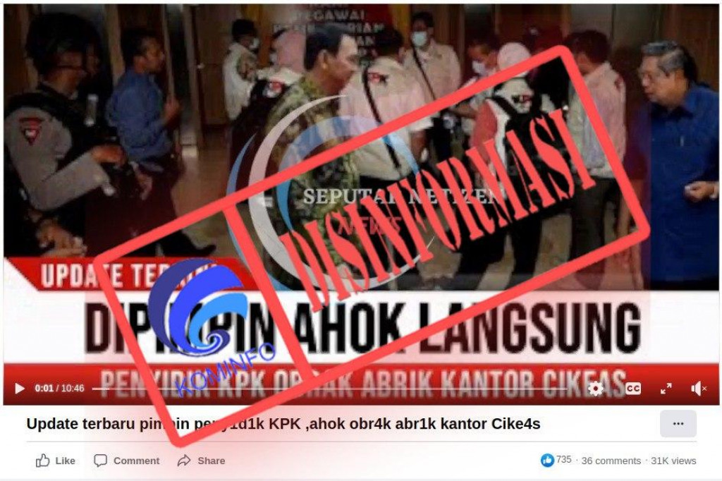 [DISINFORMASI] Ahok Pimpin Penyidik KPK Geledah Kantor Cikeas