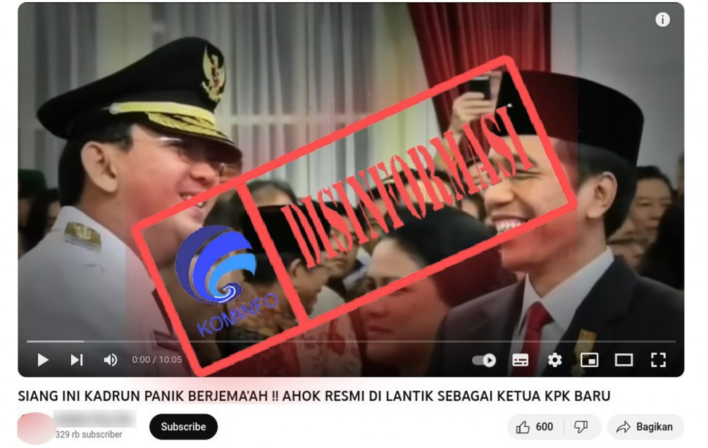 [DISINFORMASI] Ahok Resmi Dilantik Menjadi Ketua KPK Baru