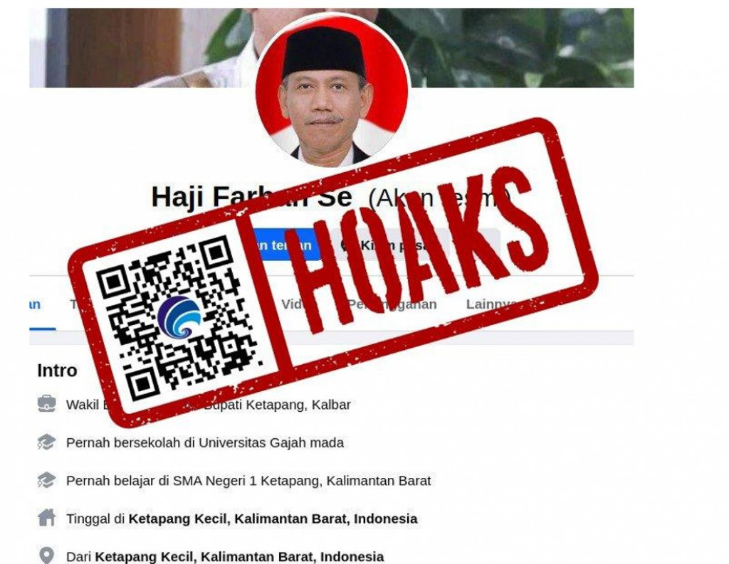[HOAKS] Akun Facebook Mengatasnamakan Wakil Bupati Kabupaten Ketapang