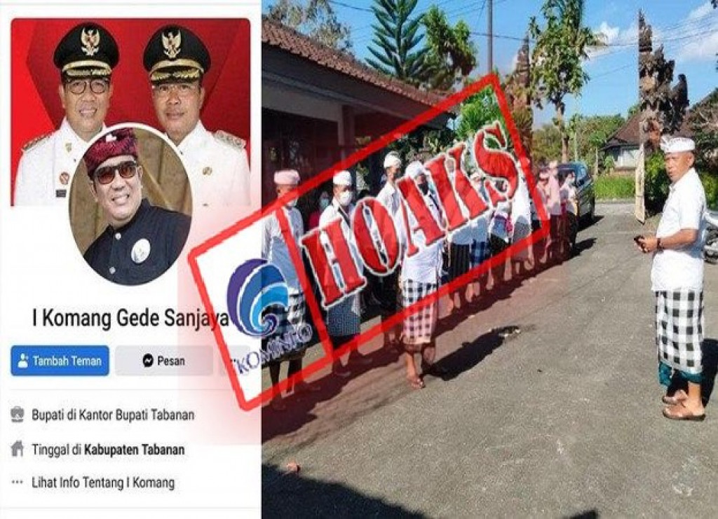 [HOAKS] Akun Facebook Mengatasnamakan Bupati Tabanan Dr. I Komang Gede Sanjaya S.E., M.M.