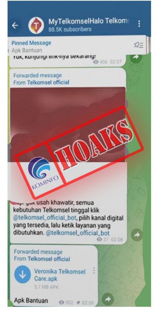 [HOAKS] Akun Telegram Mengatasnamakan Telkomsel